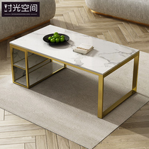 Nordic light luxury small apartment Rock plate coffee table Square simple modern coffee table Living room household side a few marble tea table