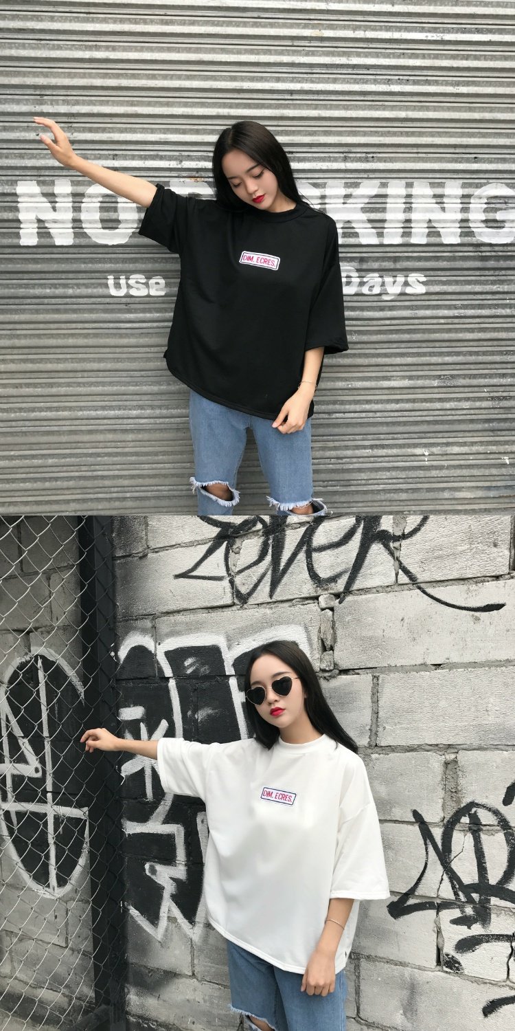 Áo thun nữ tay ngắn 2018 hè mới phiên bản Hàn Quốc của ulzzang loe mỏng học sinh nửa tay áo bf phong cách Harajuku áo phông trắng nữ
