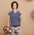 Mùa hè mới của phụ nữ áo sơ mi cotton lụa phong cách lỏng giản dị áo len ngắn tay áo thun nữ mỏng áo gile hàn Áo len cổ chữ V