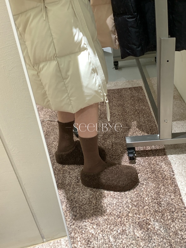 In Stock! Metwo One Spoon of Sweetness Fleece-Lined Teddy Fluffy Slippers Thick-Soled Height-Increasing Slippers Autumn and Winter Women's Shoes