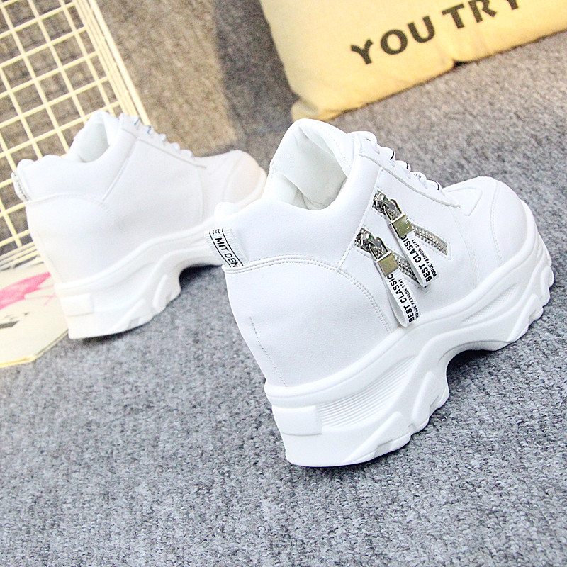 Internal heightened small white shoes female 2021 spring new Korean version of Joker sneakers 10cm heightened slope heel student shoes female
