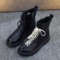 Martin boots womens short boots Korean version of Joker snow boots handsome locomotive boots plus velvet warm womens short boots strap cotton boots