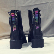 2021 autumn and winter New Martin boots women plus velvet warm trend womens short boots colorful back zipper casual thin boots women