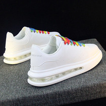 Air cushion shoes female couples rainbow shoelaces casual shoes womens high-end sneakers Korean version of Joker white shoes women