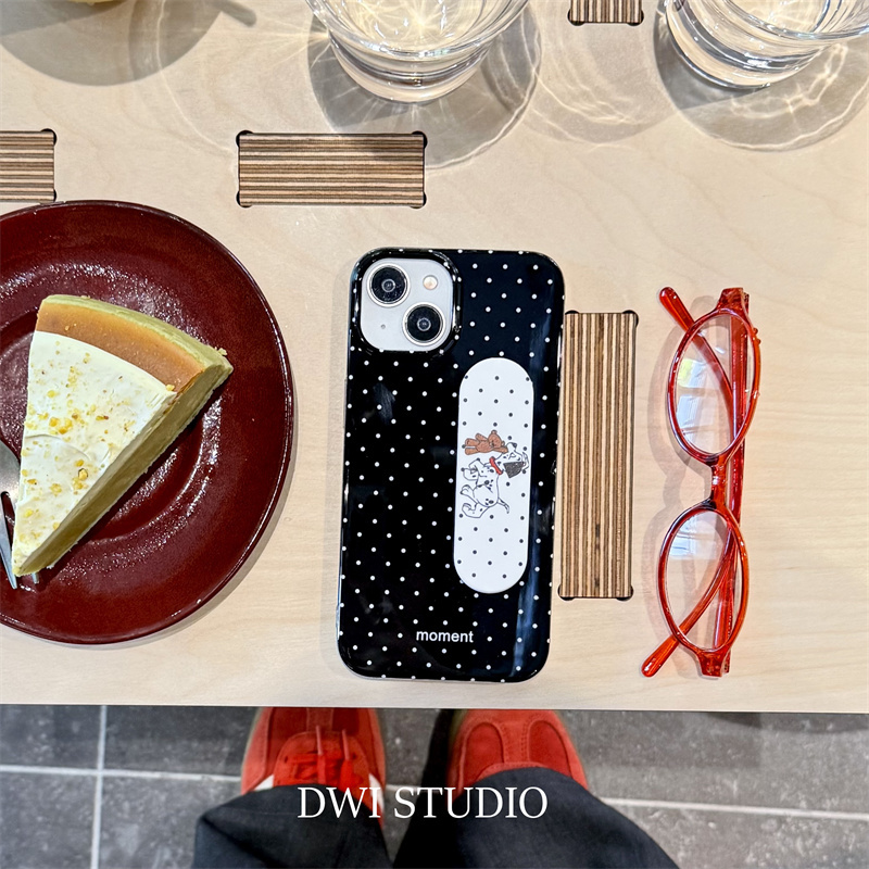 Dwi Studio Fun Polka Dot Band-Aid Dalmatian Push-Pull Stand Phone Case Suitable for iPhone 17 Pro Max New Korean Style 16 Pro Max/14 Pro for Girls 16/15 Dwi Studio Fun Polka Dot Band-Aid Dalmatian Push-Pull Stand Phone Case Suitable for iPhone 17 Pro Max New Korean Style 16 Pro Max/14 Pro for Girls 16/15