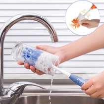 Baby sponge head washing bottle brush set Baby pacifier brushing cup cleaning brush Long handle water cup brush