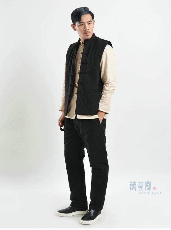 Cotton Tang phù hợp với áo vest cotton vai nam mùa thu và mùa đông trung niên cotton ấm áp áo chống thấm lụa bông đệm có thể được giặt khoác vest nữ