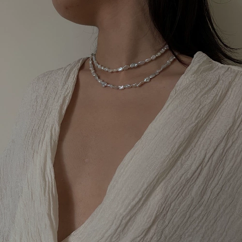 [Weibu Clear Clearance] Супер сказочное сереброе серебро Редкое холодное холодное ярочное жемчужное ожерелье INS RETRO NICHE