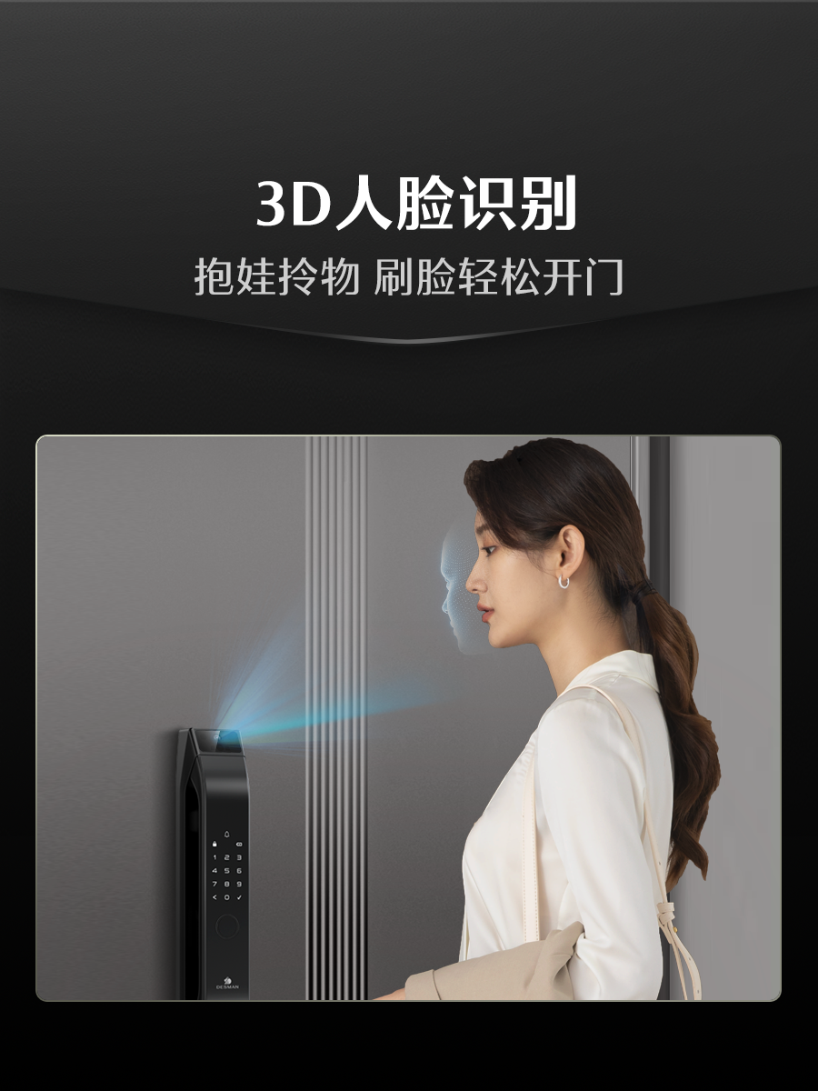 Deschmann Smart Door Lock with Face Recognition, Cat-Eye, Large Screen, Password Lock, Fingerprint Lock, Dasheng Q5Fpro (Classic Edition)