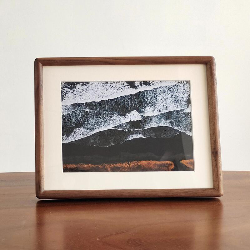 Solid Wood Picture Frame Black Walnut Mortise and Tenon Rounded Corner Photo Frame Display Stand Teak Frame 6 7 8 10inch A4 Washable Photo