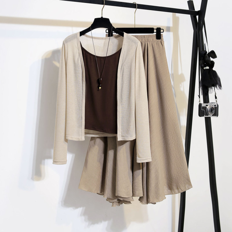 Dress for Women 2026 New Summer Style with a High-End Feel, Petite Size, Camisole with Sun Protection Shawl and Cardigan Three-Piece Set Dress for Women 2026 New Summer Style with a High-End Feel, Petite Size, Camisole with Sun Protection Shawl and Cardigan Three-Piece Set
