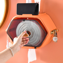 Wash towel box wall-mounted waterproof non-punching rack creative bathroom toilet toilet roll paper tissue box