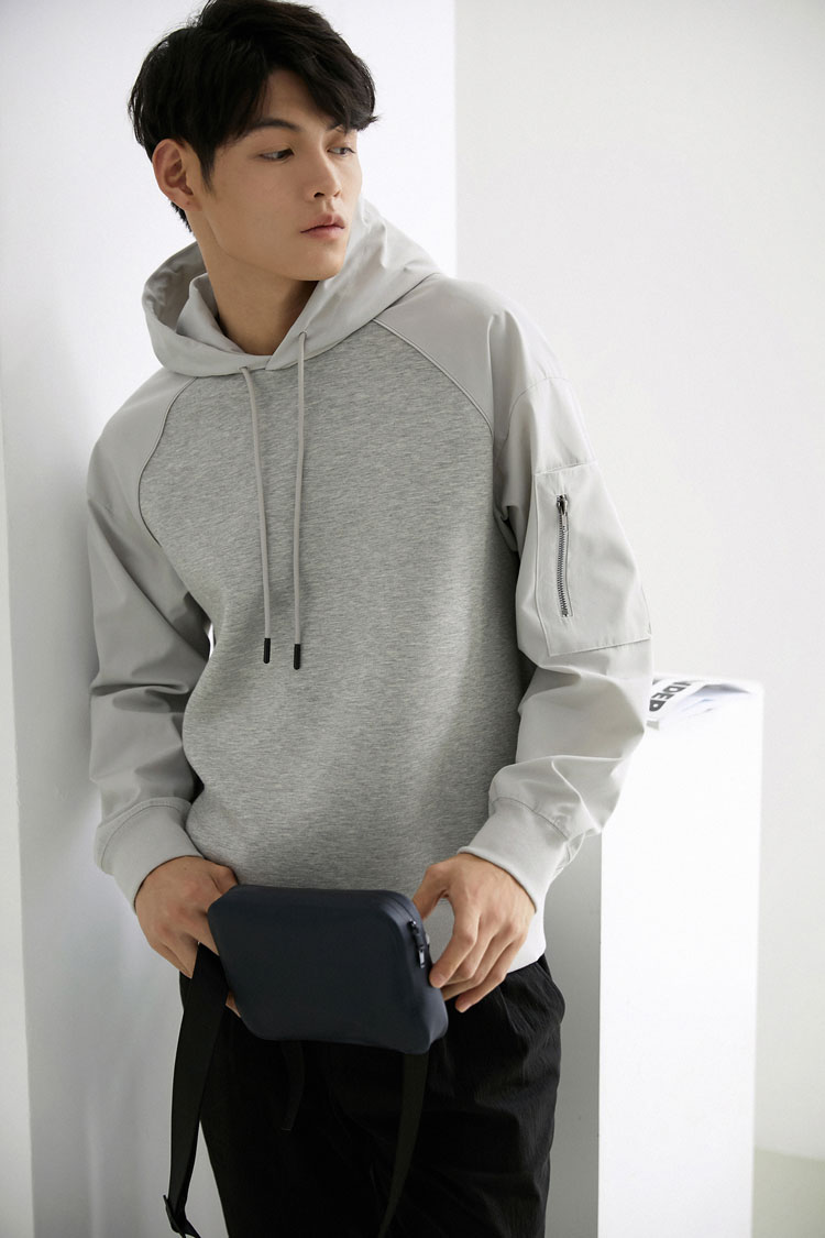A334 Men's Thick T-Shirt Pattern Hooded Raglan Sleeve Air Layer Knitting Vantes Plate Kraft Paper Cutout