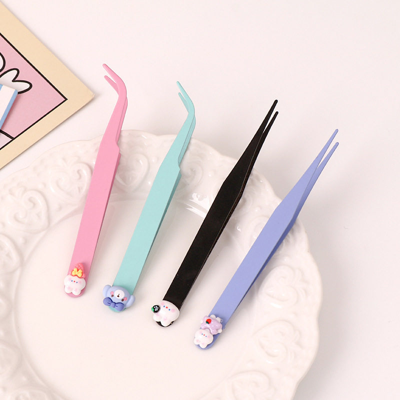 New Cartoon Handbook Clip Macaron Cute Pointed Elbow Stainless Steel Tweezers Handmade DIY Handbook Clip
