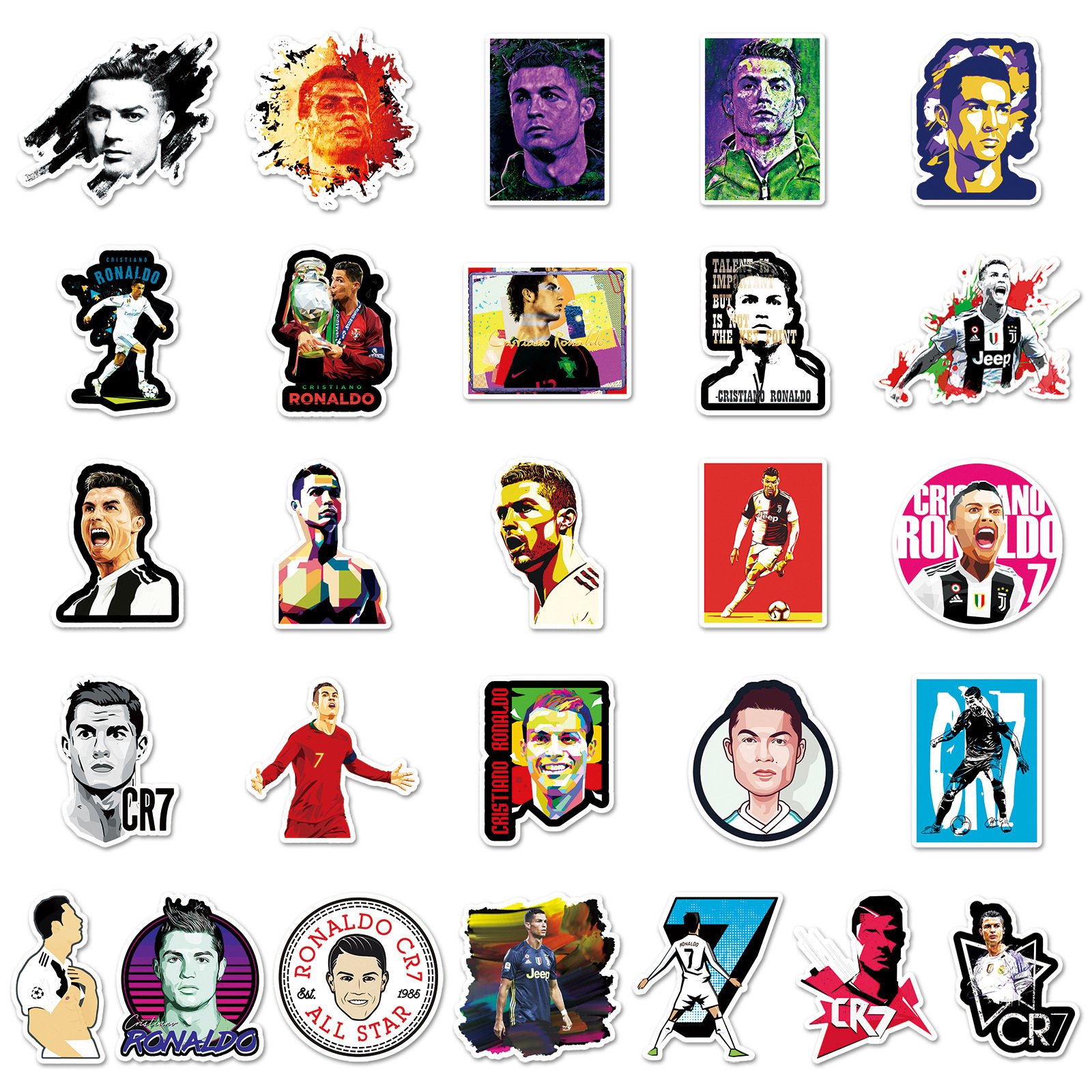 102 Cristiano Ronaldo Graffiti Stickers Cross-Border Sports Football Star European Cup Decoration Luggage Suitcase Water Bottle Stickers
