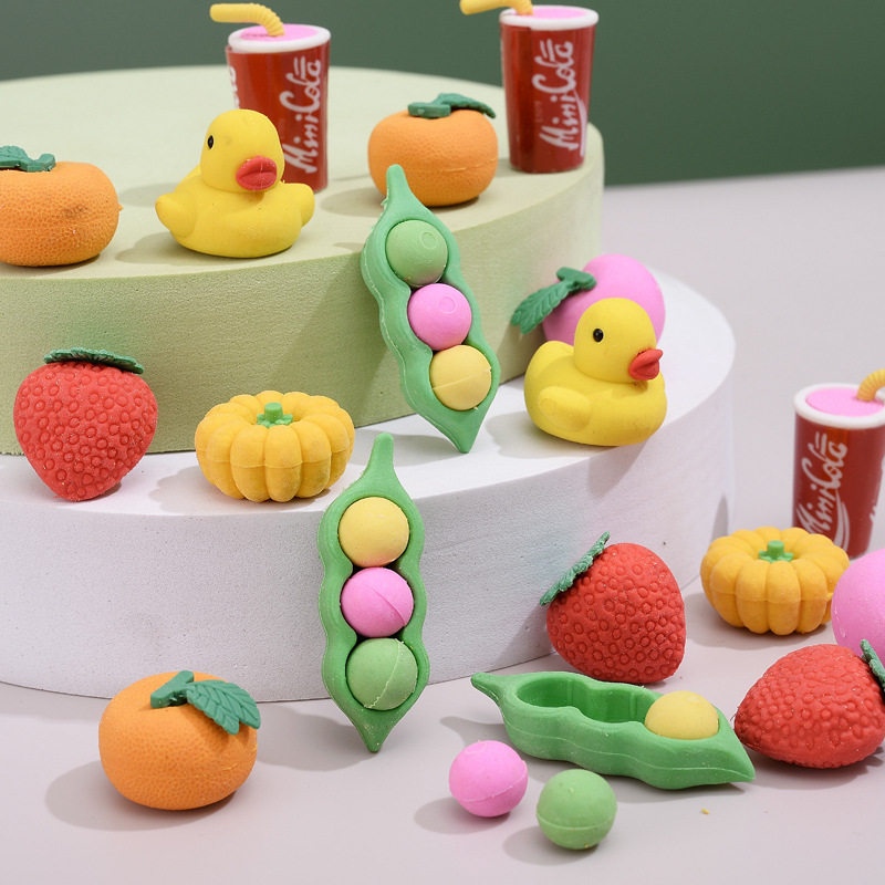 Creative Elementary School Students' Cute Stationery Fruit and Vegetable Erasers Cartoon Carrot Erasers Kindergarten Gifts and Prizes