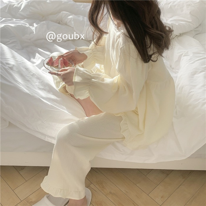 Fairy Diary ~ chao gentle spring and autumn sleeping yi woman sleeve sleeve sweet lace and leisure outfit