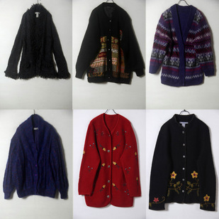 Autumn and Winter Clothing, Retro Vintage, Royal Blue Psychedelic Color Dot Cardigan Sweater Jacket