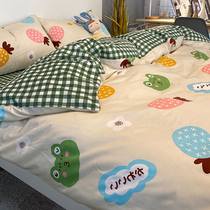 Jinxi Road students cotton cotton 100 four-piece dormitory sheets quilt cover three-piece set quilt cover pieces 4 bedding thickened