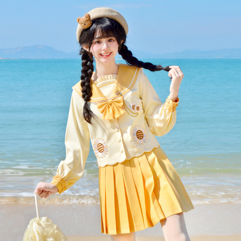 Kindergarten Jk Uniform Set [Sunflower] Cross Galaxy Original Spring Long-Sleeved Student Cute Sailor Suit
