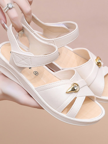 厚底凉拖鞋女夏季外穿防滑软底时尚简约坡跟妈妈凉鞋休闲沙滩凉拖