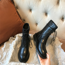 Sheepskin version ~ Leather ANN Martin boots female lace-up British style boots handsome locomotive short boots slim boots female winter