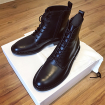 Customized cowhide new fashion handsome Martin boots female side zipper short tube single boots short boots Knight motorcycle boots Women boots