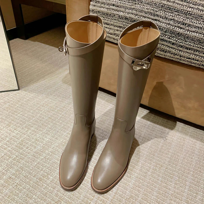 Sheepskin Version ~ Stylish Belt Buckle Genuine Leather Slightly Plump Long Boots for Women, Long Boots with Back Zipper, Riding Boots, High Boots for Winter Sheepskin Version ~ Stylish Belt Buckle Genuine Leather Slightly Plump Long Boots for Women, Long Boots with Back Zipper, Riding Boots, High Boots for Winter