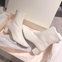 Small crowd do not hit the style ~ leather thick heel boots Women square head Middle heel fashion early autumn small short boots womens single boots ankle boots winter
