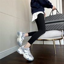 Fashion Thick Base Old Daddy Shoes Pine Pastry Shoes Heightening Lacing Casual Shoes College Wind Korean Version Genuine Leather Board Shoes Women Sneakers