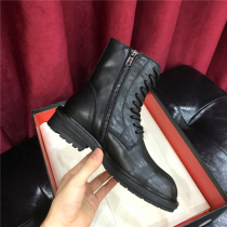 ANN leather Martin boots female black flat handsome locomotive boots real cowhide small short boots short shoes motorcycle boots female winter