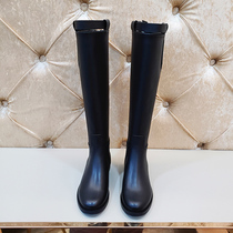 Headlayer cow leather ~ genuine leather flat knight boots female net red though knee-high cylinder boot long cylinder boot leather long boot horse boot