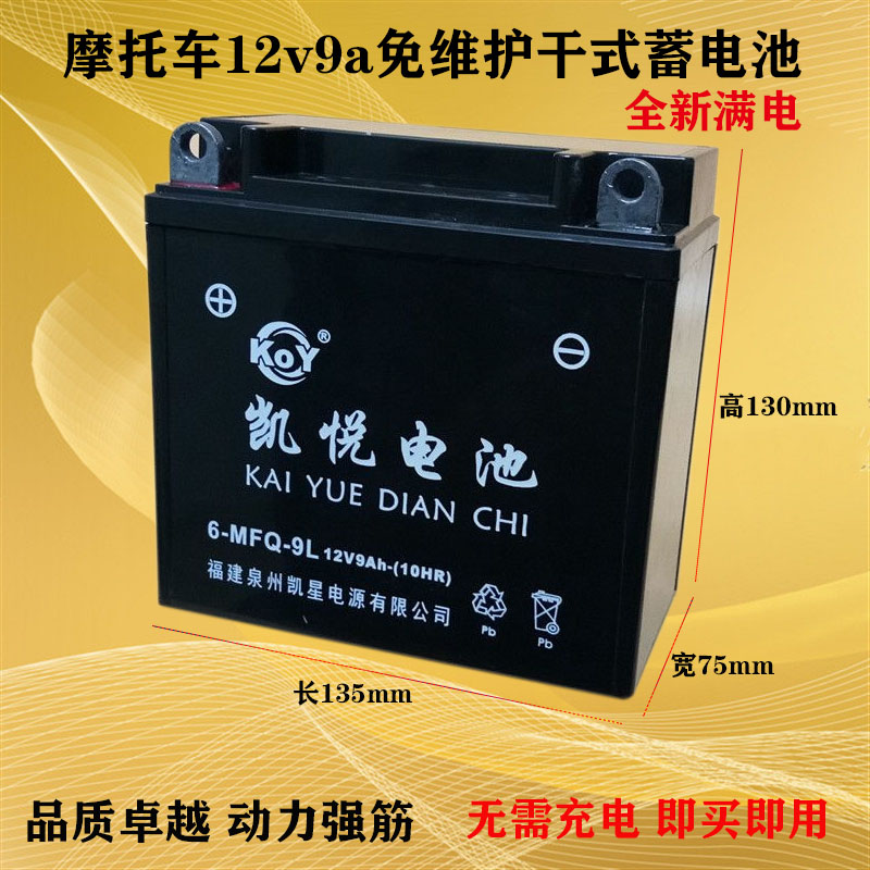 12N9-4B-1 Dry Cell CBT125 Motorcycle Battery Knife Paparazzi 150 Maintenance-free battery 12V9-Taobao