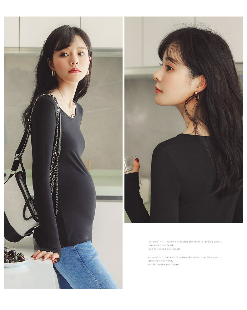 Футболка для беременных 孕妇上衣春秋孕妇t恤孕妇打底衫长袖内搭秋衣秋季薄款孕妇装秋装