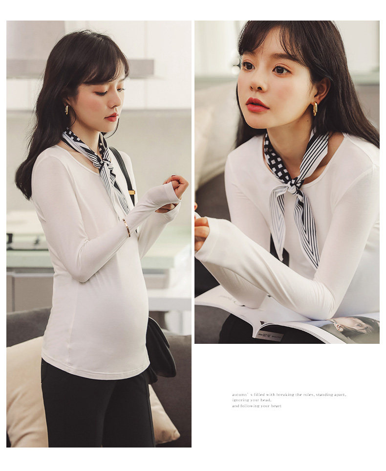 Футболка для беременных 孕妇上衣春秋孕妇t恤孕妇打底衫长袖内搭秋衣秋季薄款孕妇装秋装