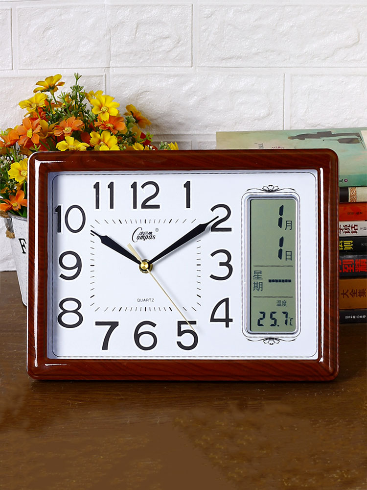 Kangba Silk home desktop living room table clock Modern simple with perpetual calendar display silent bedroom bed head calendar clock