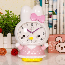 Multifunctional bunny rabbit cartoon alarm clock childrens bedroom bedside mute small alarm clock can talk student cute alarm clock