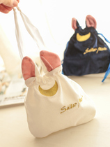 58) Japanese beautiful girl Drawstring storage bag Cartoon embroidery letter moon cat ears embroidery Drawstring bag