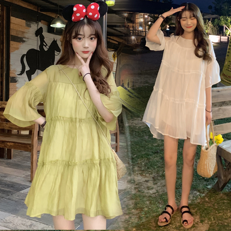 Summer fashion hot mom trendy personality maternity dress plus size women's new small fresh fairy fashion dress