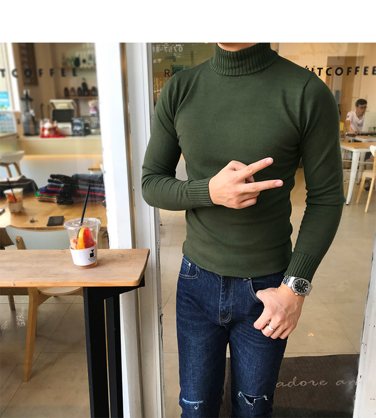 Áo len cổ lọ mới mùa thu đông 2018 phiên bản nam mỏng của Hàn Quốc áo khoác nam hàng hiệu