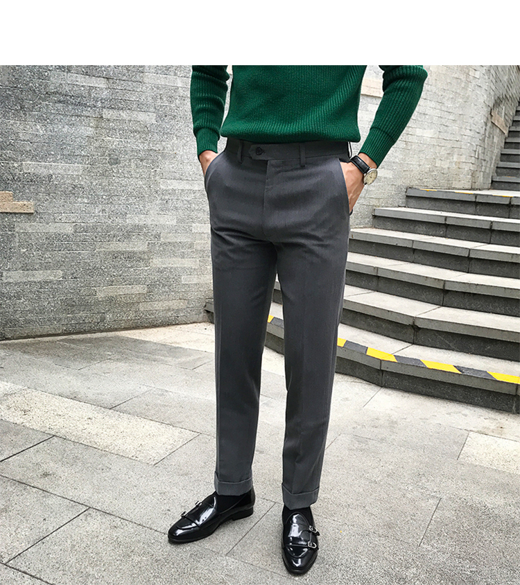 Jie Mo 2018 thu đông mới thời trang mới Slim phiên bản Hàn Quốc của quần ống suông nam Anh giản dị kinh doanh quần âu quần tây nam đẹp