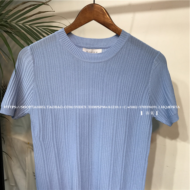 Mùa xuân và mùa hè mới Slim nam ngắn tay đan stereo băng lụa vòng cổ T-Shirt nửa tay áo đầu màu rắn t-shirt