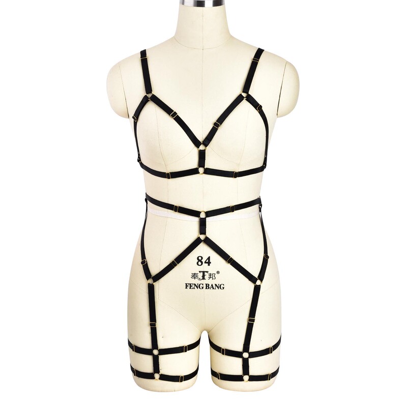 Couple's Fun Elastic Rope Clothing, Women's Suspender-Style Bondage Lingerie, Sexy Clothing, Body Harness Strap Bra Set