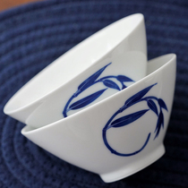 Selective scholar round bamboo home Bowl Bowl Jingdezhen hand-painted blue and white bowl Doujia Bowl custom new Chinese style