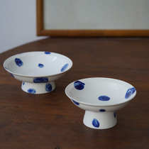 Selective experts randomly point high fruit plate Jingdezhen hand-painted blue and white ceramic tea dish customization new Chinese style