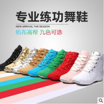 Jazz boots boys high-top dance shoes daughter children's belt with gold and silver canvas jazz boots soft bottom dance shoes high-top
