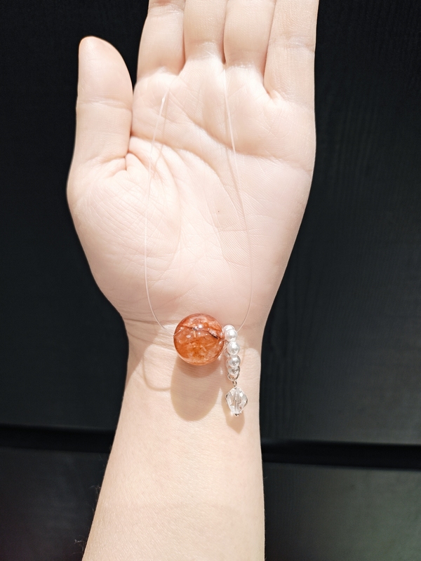 16.8m Red Rubber Flower Large Round Beads with Fishing Line and Shell Bead Ring Pendant Necklace Clavicle Chain