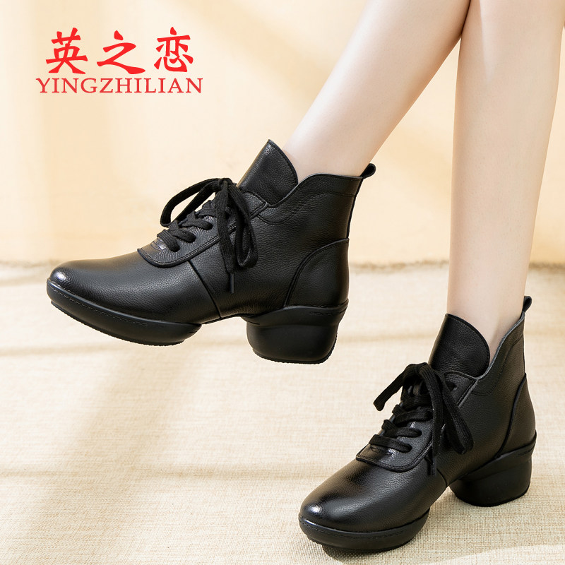Yingzhilian 2022 autumn new leather dance shoes women's soft bottom modern sailor dancing shoes women's square dance shoes
