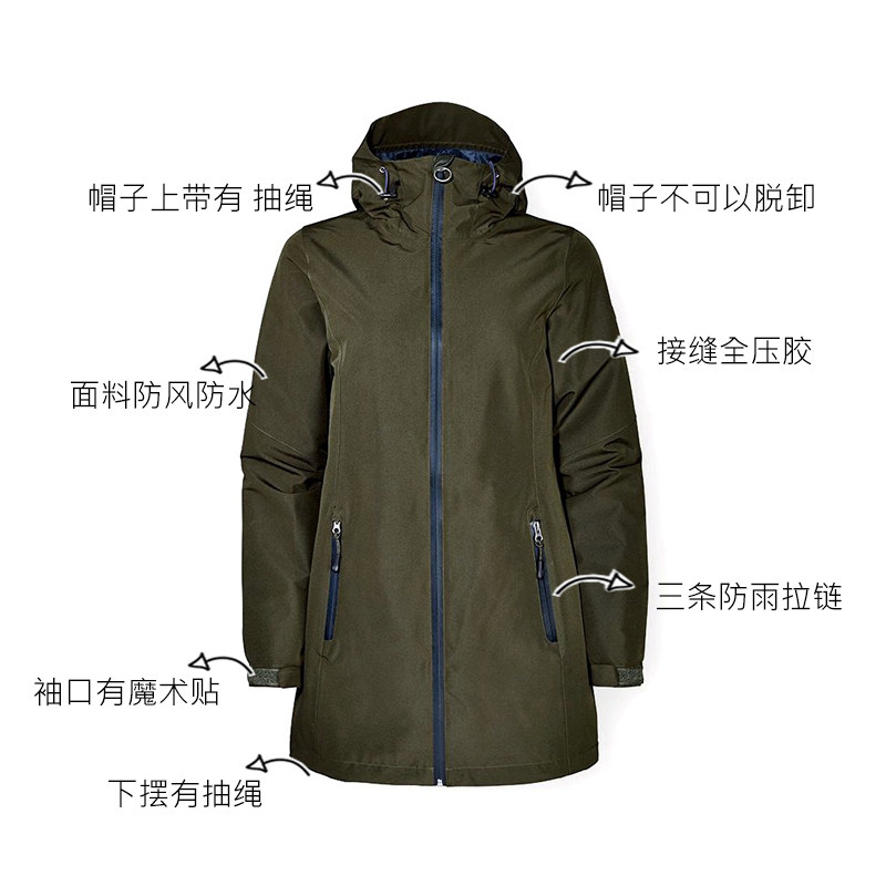 Exit German female medium Long version Assault Clothing Outdoor Jacket Woman Coat Autumn Winter Jacket Windproof waterproof and breathable hiking