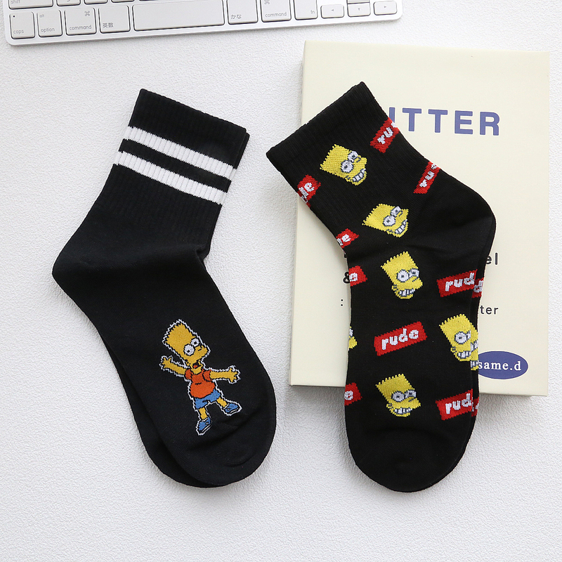 Women's Socks ins Cartoon Mid-Calf Socks Men's Street Fashion Simpson Cute Personality Couple Socks Trendy